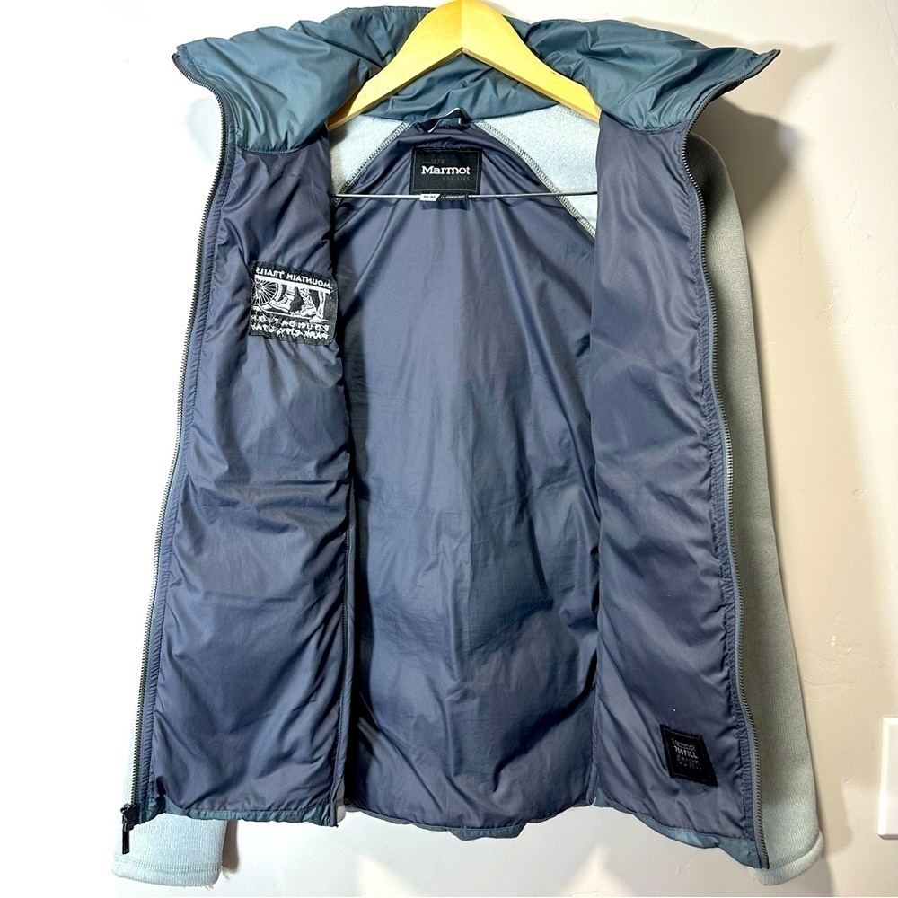 Marmot 700 Fill Down Knit Sleeves Zip Front Puffer Jacket, 700 down fill. - Picture 2 of 7